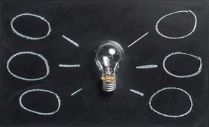 Ideas springing from a light bulb